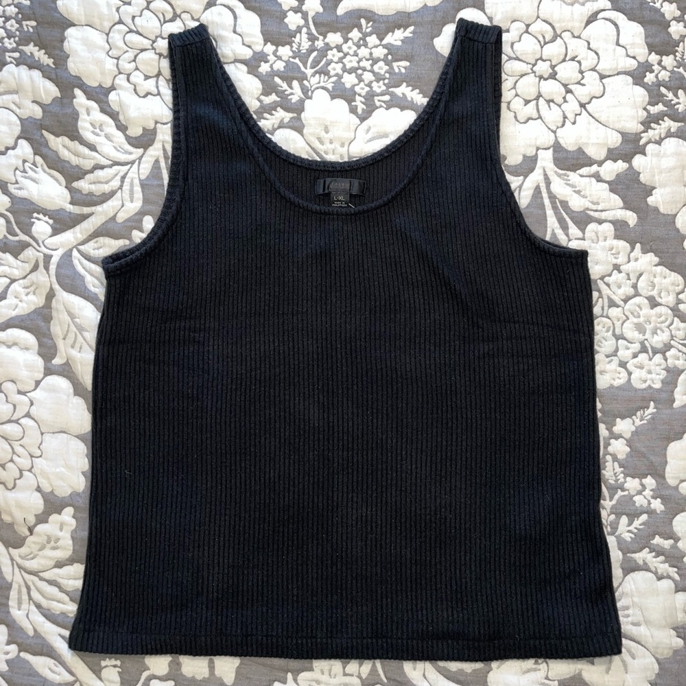 J. Crew Brushed rib tank top BM323 Black L - XL